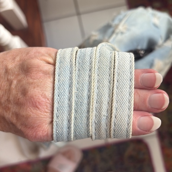 Distressed Denim shoulder bag Crossbody bag clutch rhinestone butterfly clasp - Picture 7 of 17